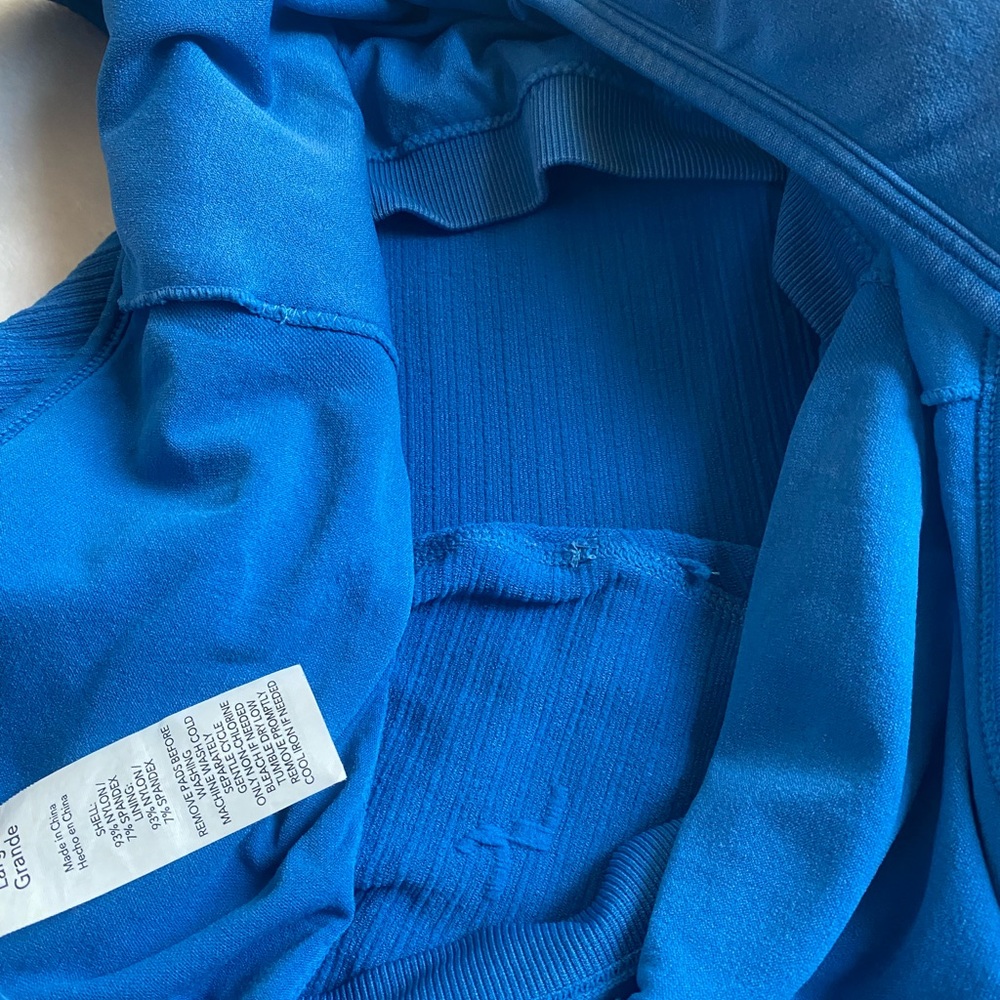 JoyLab Blue One Piece with Plunging V-Neck and Ribbed Texture - Picture 6 of 8